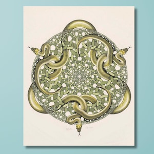 M C Escher Wall Art,Snakes by Maurits Cornelis Escher,Reproduction Print,Abstract Art,Exhibition Wall Decor,Abstract Snake,Office Decor