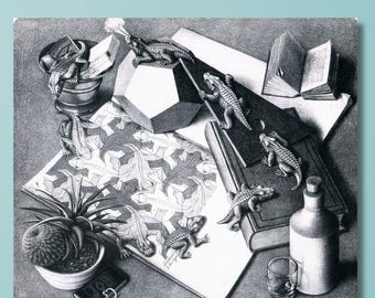 M.C.エッシャーの作品「相対性理論」を基にした、1970年代のパネル上の