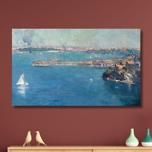 Arthur Streeton Canvas Wall Art, Sydney Harbour, 1907 ,Gift Wrapped,Art Print,Canvas Print,Fine Art,Reproduction, Archival Giclee