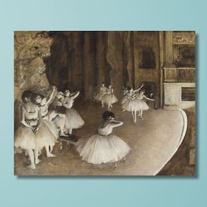 Ballet Rehearsal on Stage Edgar Degas 1874,Edgar Degas The Ballet Rehearsal on Stage Poster,Modern Art Impressionism Painting,Monet Classic
