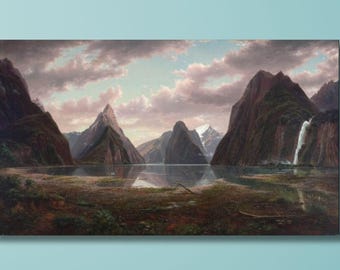 Eugene Von Guerard - Milford Sound, New Zealand (1877), Canvas