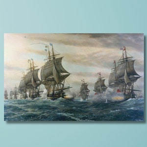 Battle Of The Chesapeake Canvas Art,Second Battle of the Virginia Capes Aka Canvas,Battle Of The Chesapeake,Fine Art Print,Ready To Hang