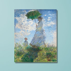 Claude Monet Druck, Madame Monet und ihr Sohn Leinwand, Ausstellungsposter, Monet Druck, impressionistische Landschaftsmalerei, Rosengarten Poster