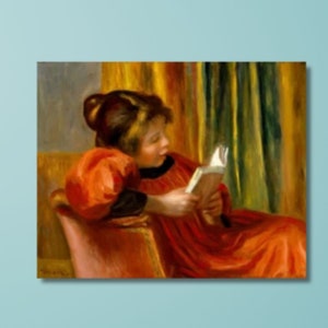 Jeune Fille Lisant by Pierre Auguste Renoir, Fine Art Print, Impressionist Poster, Figurative Wall Art, Woman Painting, Reading Poster
