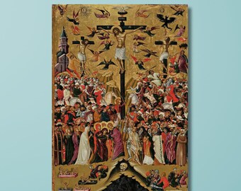 Crucifixion of Jesus Canvas Art Print: Illuminated Manuscript Reproduction