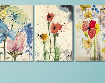 Salvador Dali Flowers Canvas Print Set: Surrealist Wildflower Art