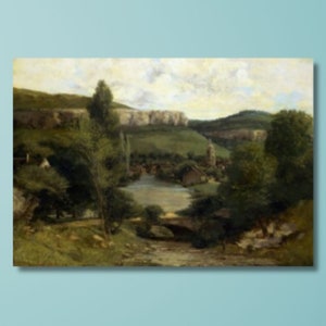 Gustave Courbet View of Ornans 1850 Canvas Wall Art Print Gustave Courbet Reproduction,Canvas Office Wall Art Courbet Poster, Courbet Print