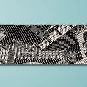 M.C. Escher Still Life and Street Ready to Hang Canvas Wall Art, By Maurits Cornelis Escher Framed Canvas Wall Art, Vintage Poster,Painting