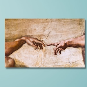 Impression d&#39;art mural sur toile Les mains d&#39;Adam de Michel-Ange, peinture d&#39;art de Michel-Ange, reproduction d&#39;impression, impression d&#39;art mural historique mystique