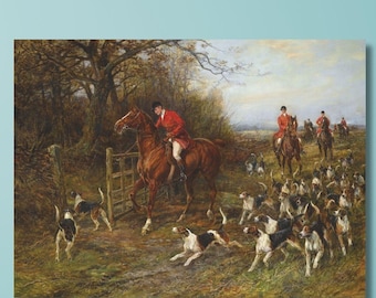 Racing With the Hounds C1880s Victorian Fox Hunt Painting