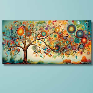 Gustav Klimt – The Tree of Life Canvas Wall Art, Art Nouveau Style Print, Symbolist Gold Toned Artwork, Klimt Reproduction Poster