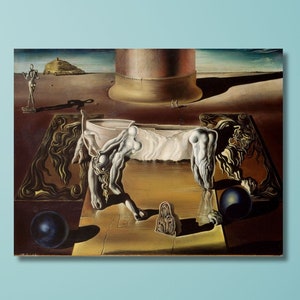 Salvador Dali Canvas Print,Invisible Sleeping Woman, Lion, Horse by Dali, Salvador Dali Artwork,  Dali Canvas Wall Decor, Surrealism Art
