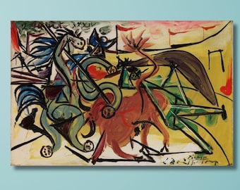 Picasso Bullfight Canvas Print: Vintage Modern Wall Art
