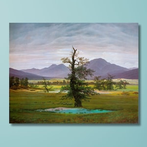 Caspar David The Lonely Tree Poster Print Art Canvas,Caspar David Friedrich Village Landscape in Morning Light,Landscape Canvas Print Art
