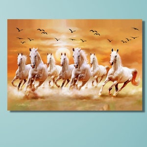 7 White Horses WALL ART,White Horse Poster Print,Horse Poster, White Horse Canvas, Horses Running Poster, Horses Running Canvas Print