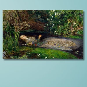 John Everett Millais Ophelia from William Shakespeare&#39;s play Hamlet Canvas Wall Art Print John Everett Millais Reproduction,Canvas Office