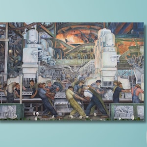 Diego Rivera Detroit Industry Canvas Wall Art Print,Diego Rivera Painting Art,Modern Wall Art Decor,Office Room Decor,Mexican Wall Art Print