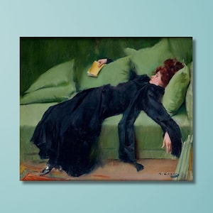 Ramon Casas Canvas Wall Art,Ramon Casas A Decadent Girl 1899, Ramon Casas Vintage Decor Wall Art, Canvas wall decor