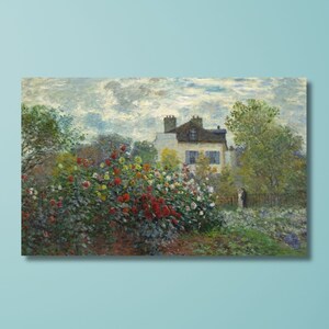 Claude Monet Canvas Wall Art,The Artist&#39;s Garden in Argenteuil, 1873 ,Canvas Print , Fine Art Poster ,Art Reproduction , Archival Giclee