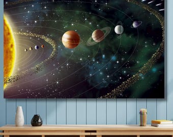 Obraz na płótnie NASA z Układem Słonecznym: Planeta i Słońce, wydruk kosmiczny