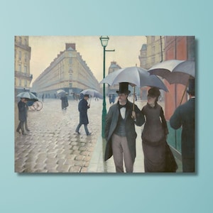 Gustave Caillebotte paris street rainy day 1877 Canvas Wall Art Exhibition Poster, Gustave Caillebotte Canvas Home Classic rainy day Canvas