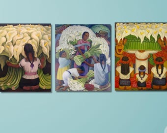 Diego Rivera Canvas Art Set: Flower Festival Prints