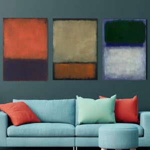 Set of 3 Mark Rothko style abstract Rothko Wall Art Rothko Reproduction Rothko Print Rothko Painting Exhibition Mark Rothko Poster&Panel 3