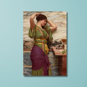 John William Godward ,A fair reflection Canvas Art, Portrait Woman Painting, Neoclassicism Art, Reproduction Canvas Print, Ready To Hang