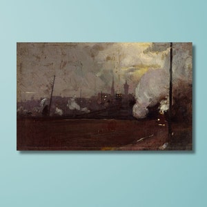 Tom Roberts Canvas Wall Art,Tom Roberts Evening Train to Hawthorn, Tom Roberts 1889 ,Gift Wrapped,Tom Roberts Print,Canvas Print,Fine Art