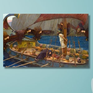Odysseus and The Sirens By John William Waterhouse Canvas Wall Art/Ulysses and The Sirens Poster/Artwork Painting/Reproduction Print Gift