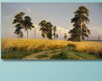 Ivan Shishkin Rye Canvas Print: Retro Landscape Wall Art