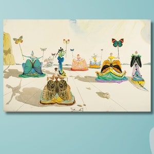 Salvador Dali Women with Papillions Ready To Hang Canvas,Salvador Dali Canvas Wall Art,Salvador Dali Women with Papillions Poster Wall Art
