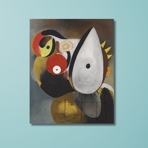 Joan Miro Canvas Wall Art,Human Head 1932 by Joan Miro Exhibition Poster,Joan Miro Poster,Surrealism Modern Art,Ready to Hang Canvas