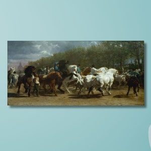 Panoramic Rosa Bonheur Horse Fair 1835 Canvas Print Wall Art,Bonheur Print,Bonheur Poster,Bonheur Painting,Art Reproduction,Archival Giclee.