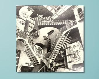 M.C.エッシャーの絵画を模したパズルボードの絵画「相対性」、1970年代