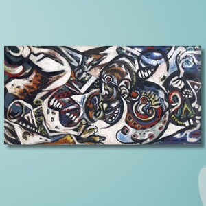 Arte de pared en lienzo de Jackson Pollock Arte de pared en lienzo extragrande Arte de pared abstracto Decoración para el hogar y la sala de estar Jackson Pollock Convergence