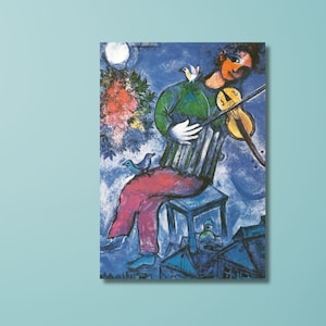 Marc Chagall The Blue Violinist Canvas Print Art,Exhibition Poster,chagall blue violinist wall art,Fine Art Print,Surrealism Wall art,Gifts