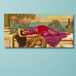 Fashion Girl When the heart is young Neo-Classical period Poster on Canvas by John William Godward, Roll of Canvas, John William Painting