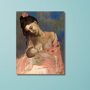 パブロ・ピカソによる母と子のポスタープリントキャンバスウォールアート、パブロ・ピカソの母と子の絵画、ピカソのアートワーク、モダンな壁装飾