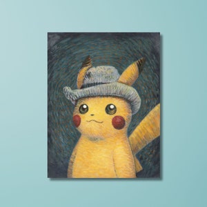 Van Gogh Pikachu Poster,Van Gogh Pikachu Print Pikachu Van Gogh Ready To Hang POSTER,Van Gogh Pikachu Famous Artwork Poster,Aesthetic Poster