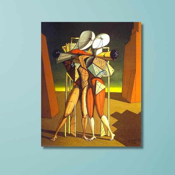 Poster Giorgio De Chirico, toile d'art murale Hector et Andromaque par Giorgio De Chirico, poster cubisme, impression de décoration intérieure, prêt à accrocher