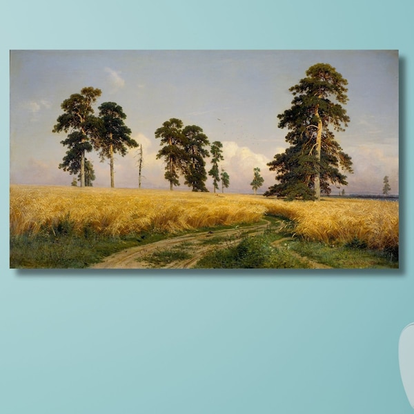 Ivan Shishkin Rye (1878) sur toile tendue dans une galerie l Impression d'art mural giclée, Reproduction sur toile Ivan Shishkin Rye, Art mural paysage rétro