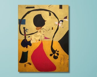 Decorazione murale con dipinto di Joan Mirò, tela artistica da parete con mostra di Joan Mirò, poster di Joan Mirò, stampa di Joan Mirò, arte surrealista, pronta da appendere su tela