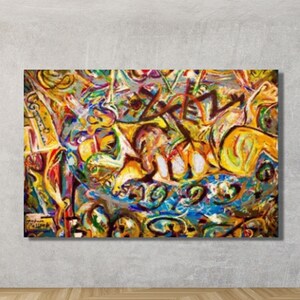 Jackson Pollock Canvas Wall Art Extra Large Canvas Wall Art Abstract Wall Art Home and Living Room Decor Jackson Pollock Convergence gifts