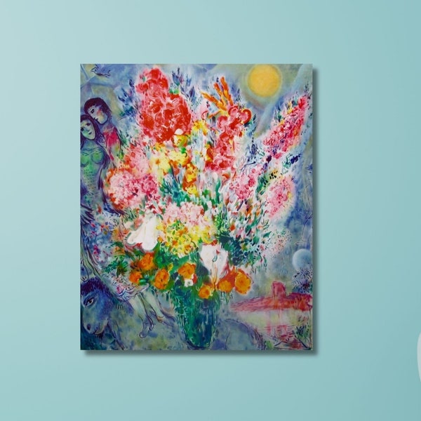 Marc Chagall Vase of Flowers, Marc Chagall Canvas Wall Art, Marc Chagall Exhibition Poster, Exhibition Poster, Expressionism Art, Home Decor