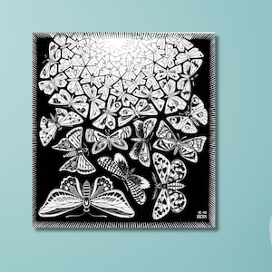 Maurits Cornelis butterflies,Escher Canvas Wall Art,Home office Decor,Modern Relativity,Reproduction Print,Abstract Art,Vintage Art,Gifts