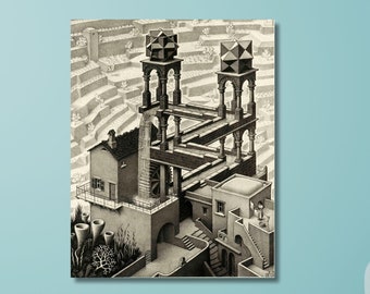 Waterfall by M.C. Escher Poster Print. Water in a Mill Farm