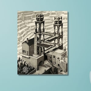 Waterfall by Maurits Cornelis Escher Canvas Wall Art,Wall Art Print Design,Abstract Canvas Decor for Home Office,CANVAS READY to Hang