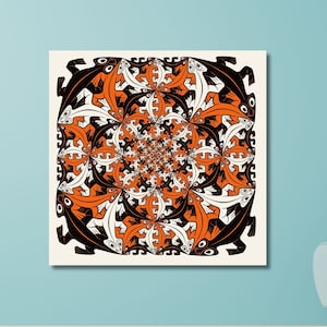 By Maurits Cornelis Escher Canvas Wall Art,  Large M.C. Escher Print, MC Escher, Abstract Canvas Decor for Home Office,CANVAS READY to Hang