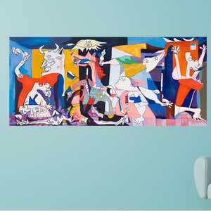 Arte della parete su tela Guernica, tela Guernica, stampa pittura Pablo Picasso Guernica, Guernica colorata, regali su tela Pablo Picasso la Guernica